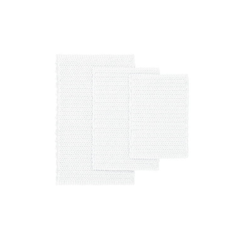 White Cotton Chenille Ribbed Non-Slip Bath Rug