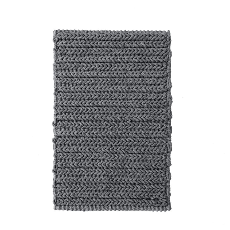 Charcoal Cotton Chenille Chain Stitch Bath Rug 20x30