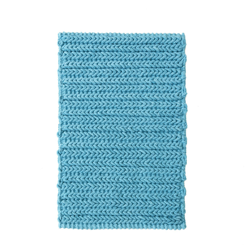 Charcoal Cotton Chenille Chain Stitch Bath Rug 20x30