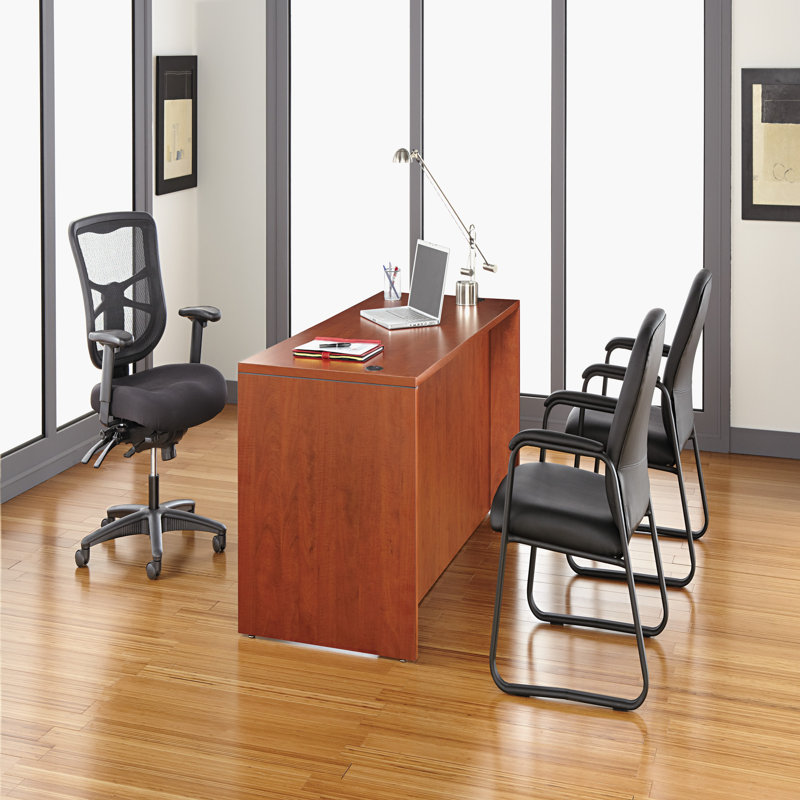 High-Back Black Mesh Office Chair with Adjustable Arms and Tilt Mechanism