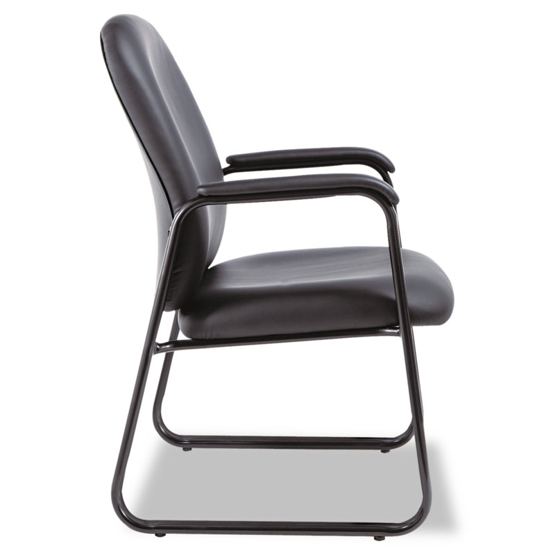 Genaro High-Back Black Leather Guest Chair with Metal Frame