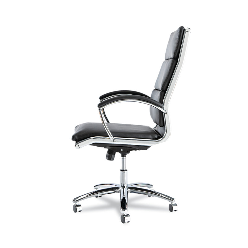 Napoli High Back Swivel Black Leather Office Chair with Chrome Base