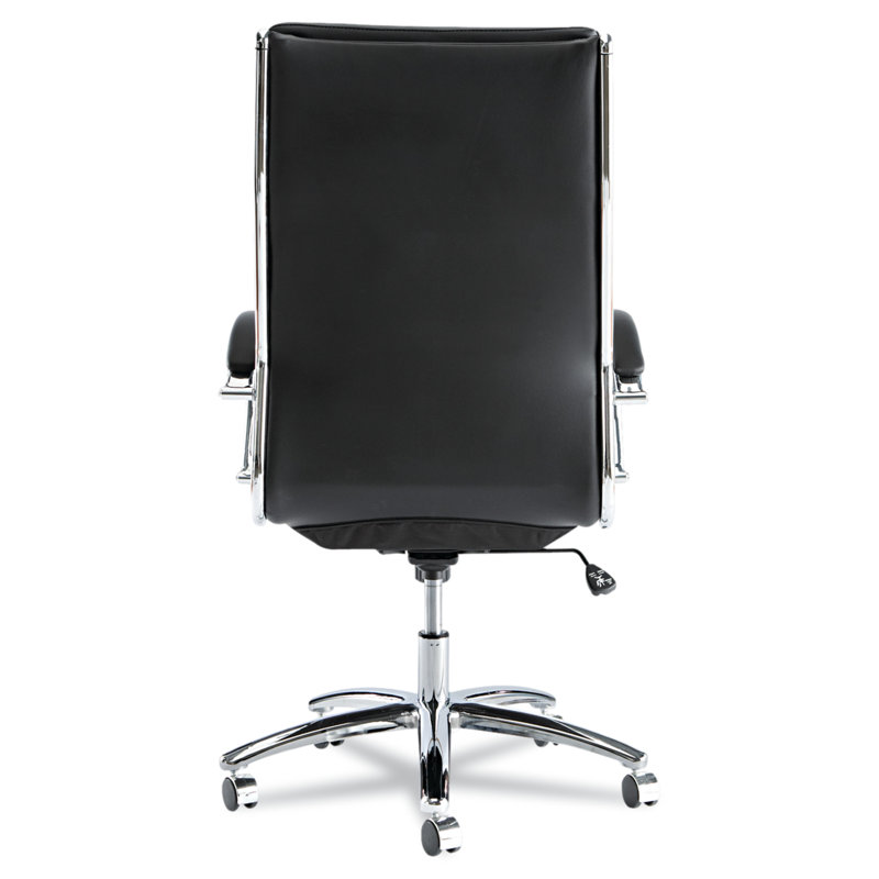 Napoli High Back Swivel Black Leather Office Chair with Chrome Base