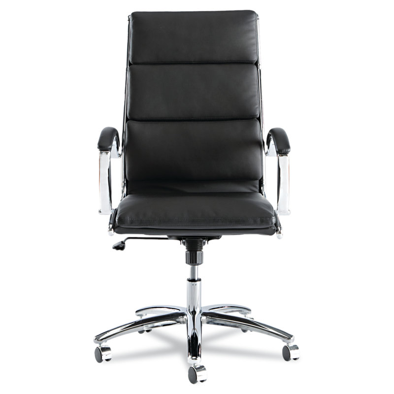 Napoli High Back Swivel Black Leather Office Chair with Chrome Base