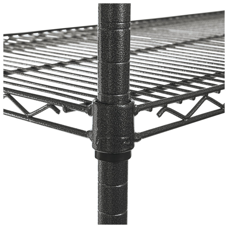 72" Anthracite Black Steel Mobile Shelf Rack with 4 Shelves