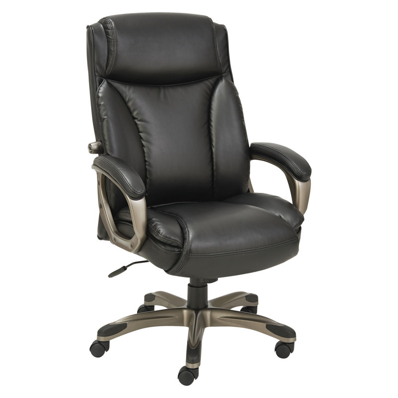 Brown High-Back Leather Executive Swivel Chair with Adjustable Arms