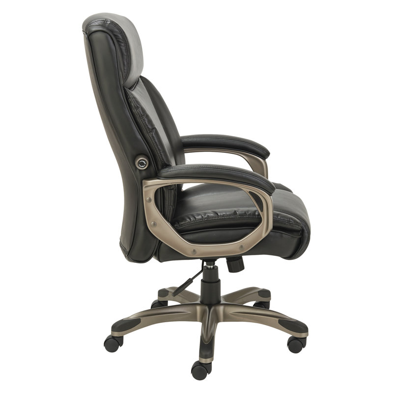 Brown High-Back Leather Executive Swivel Chair with Adjustable Arms
