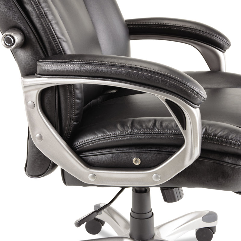 Brown High-Back Leather Executive Swivel Chair with Adjustable Arms