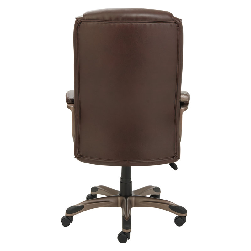 Alera High-Back Swivel Executive Chair with Adjustable Arms in Brown Leather