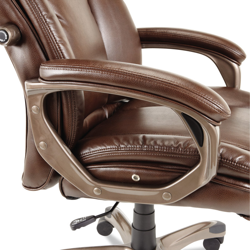 Alera High-Back Swivel Executive Chair with Adjustable Arms in Brown Leather