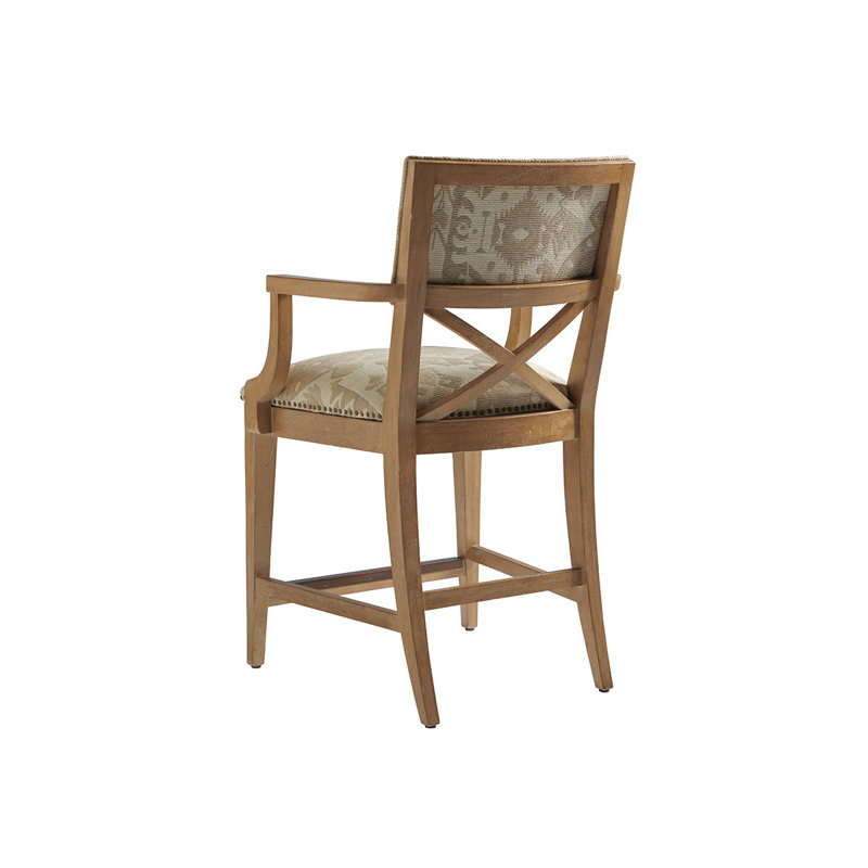 Traditional White Wood and Acrylic Counter Stool with Footrest