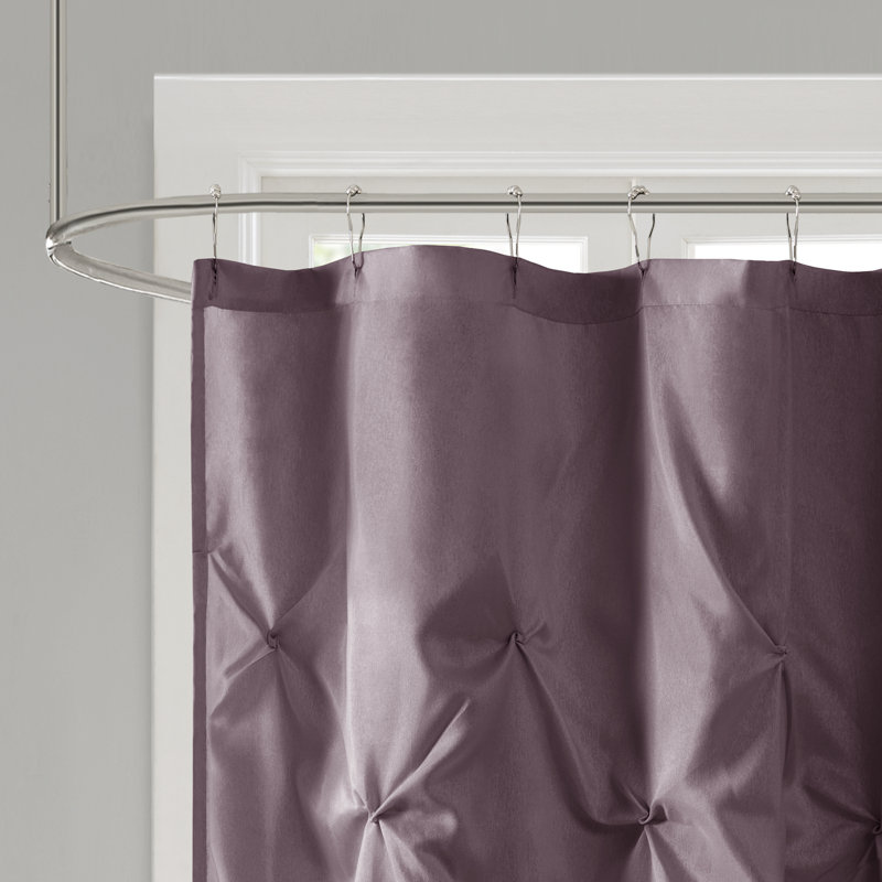 Plum Tufted Semi-Sheer Polyester Shower Curtain