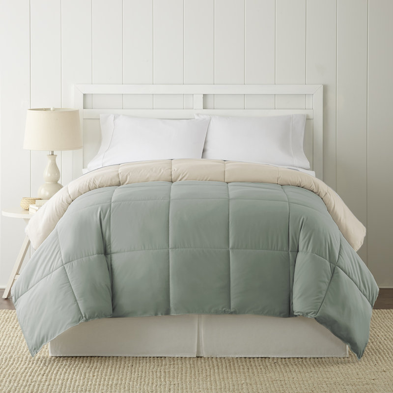 Twin Dusty Sage and Almond Reversible Microfiber Comforter Set