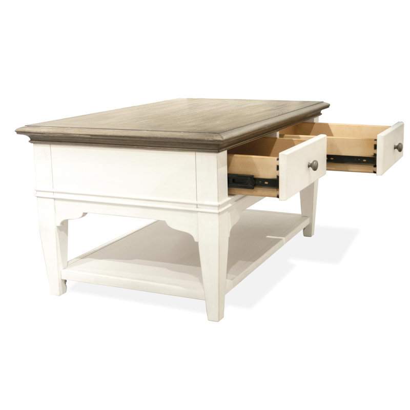 Myra Multi-Color Hardwood Solid Small Coffee Table with Storage