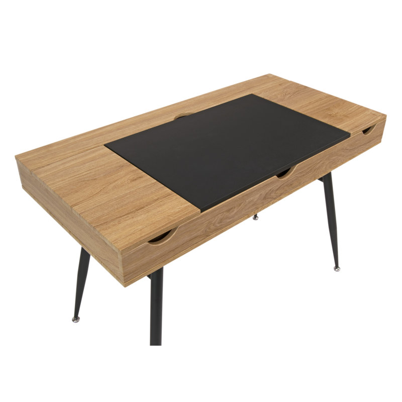 Graphite Ashwood 47.2" Modern Writing Desk with Drawer