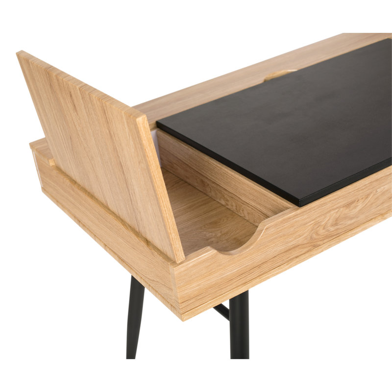 Graphite Ashwood 47.2" Modern Writing Desk with Drawer