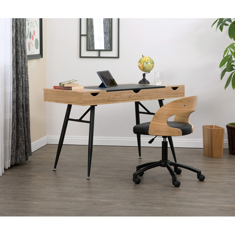 Graphite Ashwood 47.2" Modern Writing Desk with Drawer
