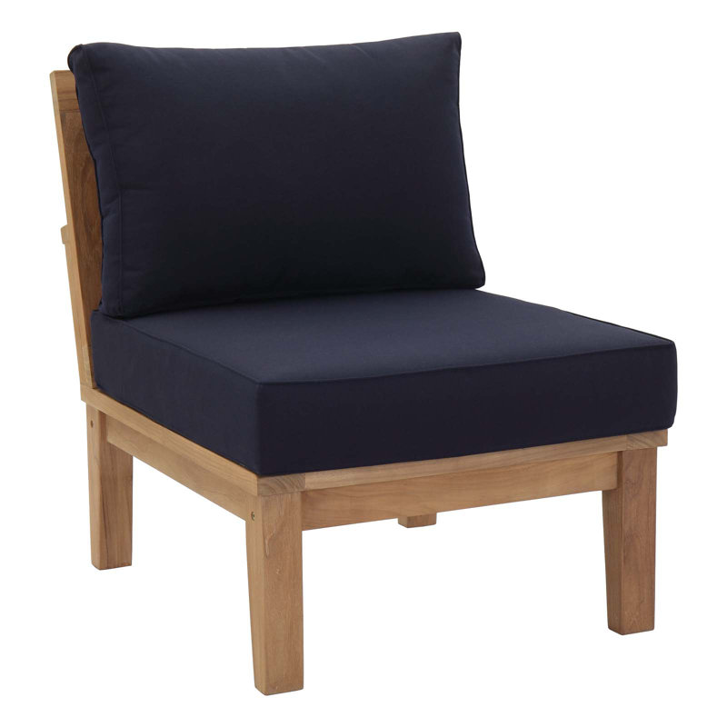 Coastal Elegance Navy Teak Outdoor Accent Chair with Tapered Legs