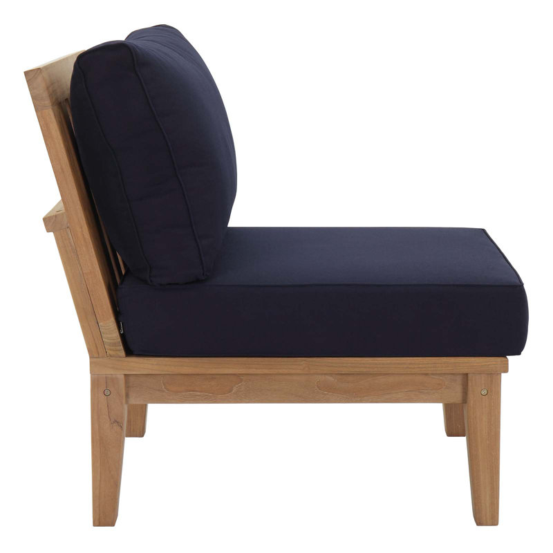 Coastal Elegance Navy Teak Outdoor Accent Chair with Tapered Legs