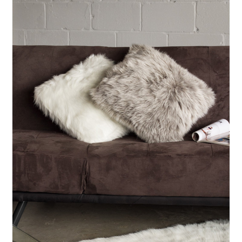 Gray Faux Fur Square Kids Pillow Set