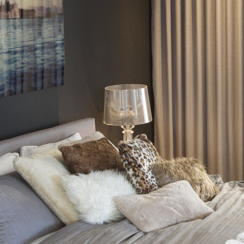 Brown Faux Fur Square Throw Pillow Set