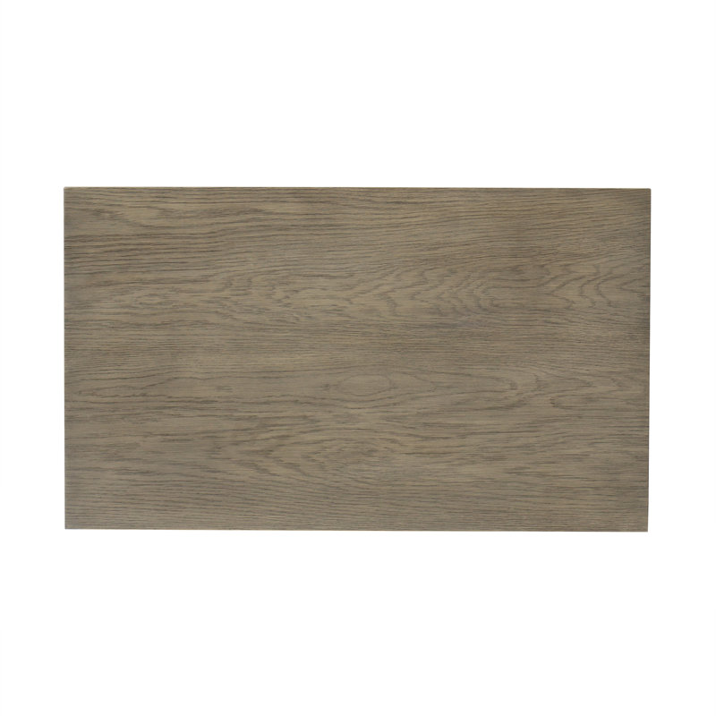 Pebble Gray Oak 1-Drawer Nightstand with Brass Accents