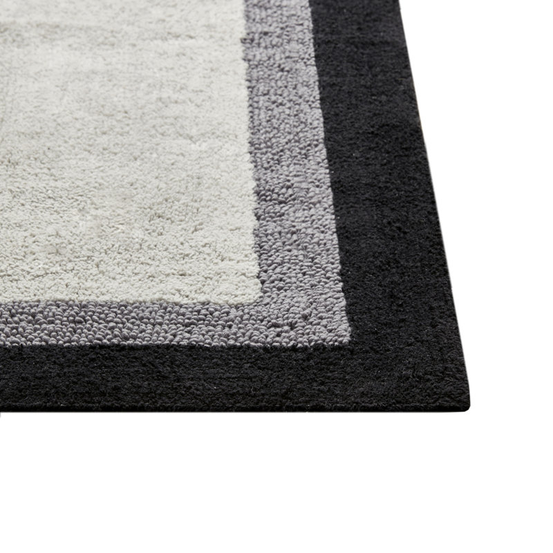Black and Gray Cotton Tufted Bath Rug 27" x 45"