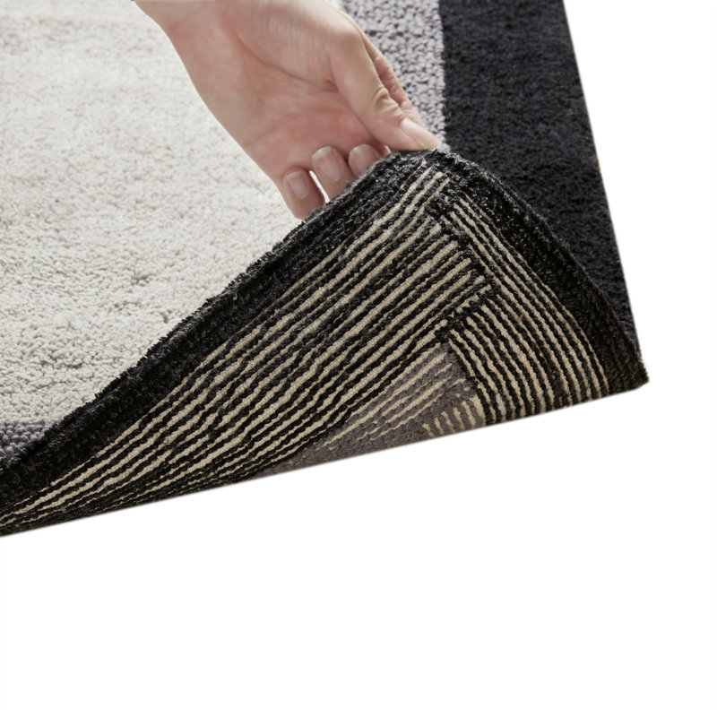 Black and Gray Cotton Tufted Bath Rug 27" x 45"