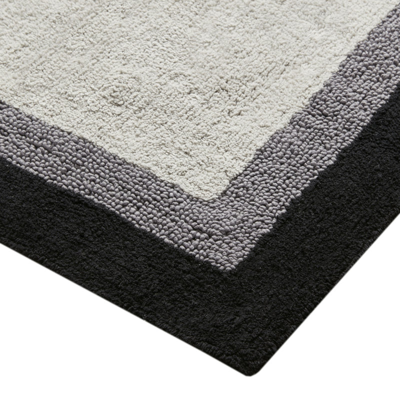 Black and Gray Cotton Tufted Bath Rug 27" x 45"