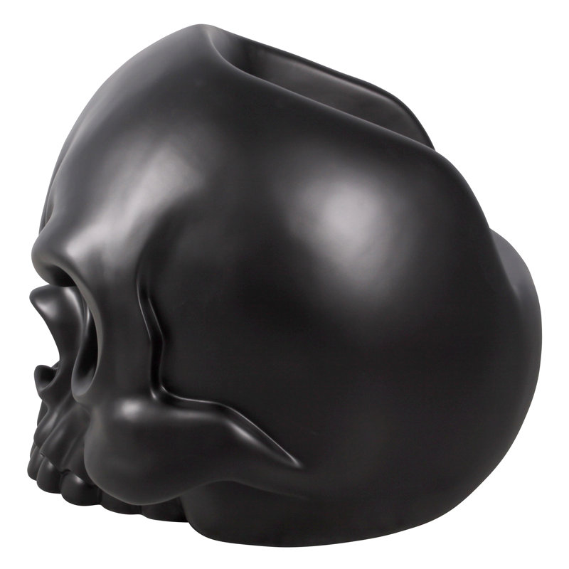 Black Gothic Skull Sculptural Fiberglass Chair