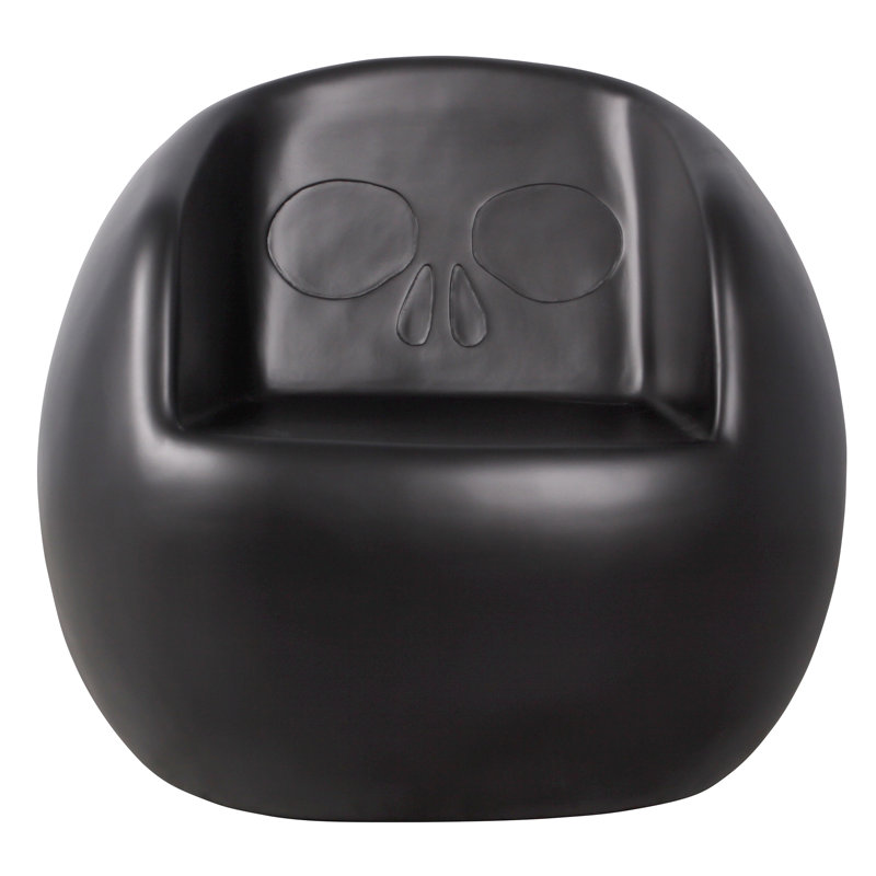 Black Gothic Skull Sculptural Fiberglass Chair