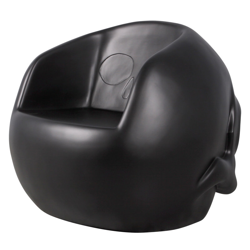 Black Gothic Skull Sculptural Fiberglass Chair