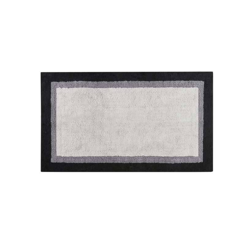 Black and Gray Cotton Tufted Bath Rug 27" x 45"