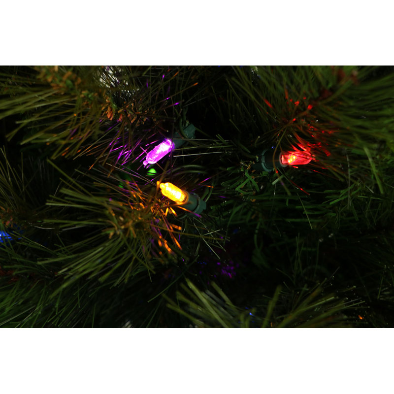 6.5' Green Pine Artificial Christmas Tree with Multi-Color LED Lights