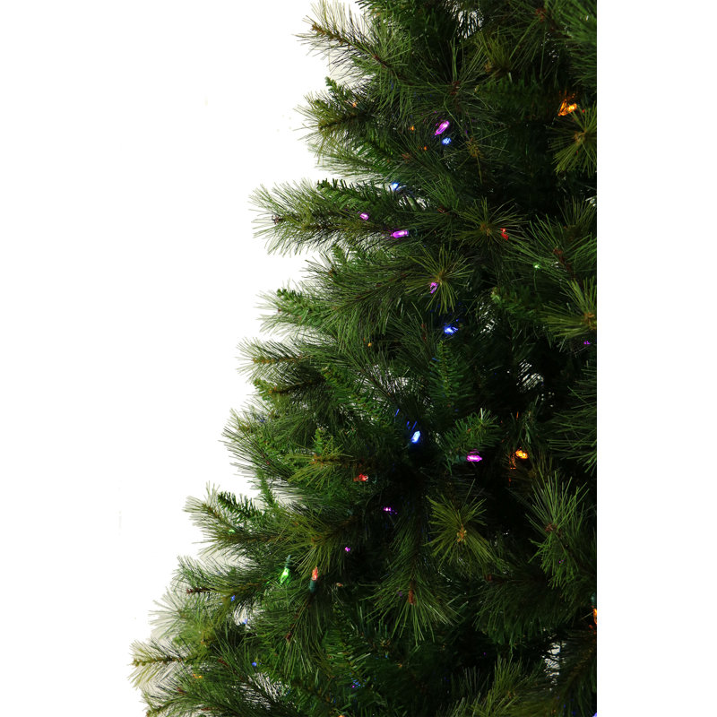 6.5' Green Pine Artificial Christmas Tree with Multi-Color LED Lights