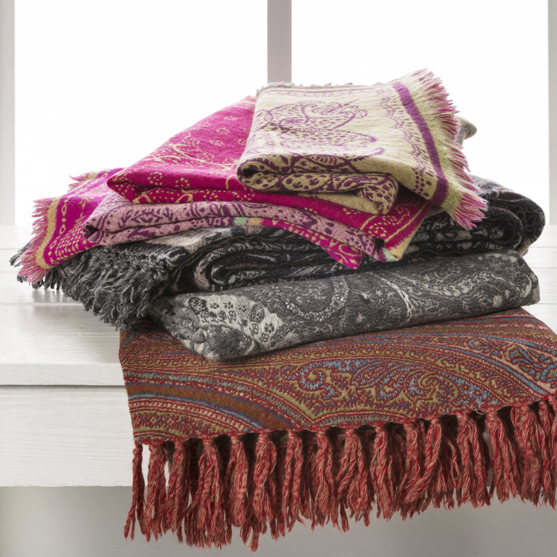 Indira Charcoal and Gray Wool Throw Blanket - 60" x 50"