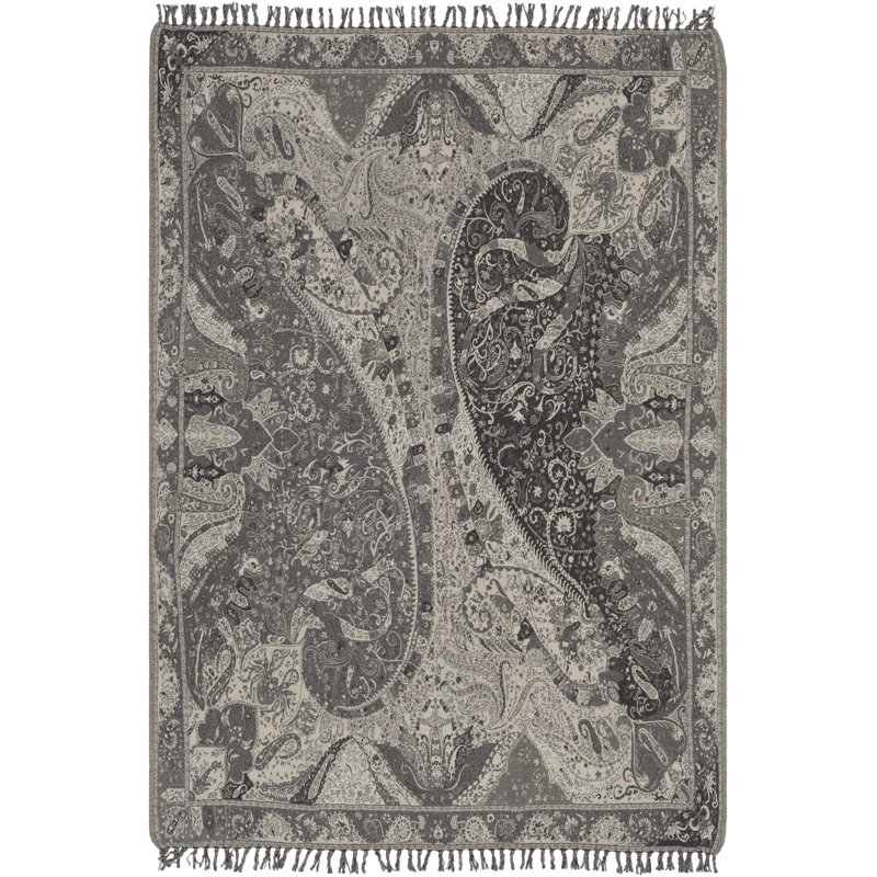 Indira Charcoal and Gray Wool Throw Blanket - 60" x 50"