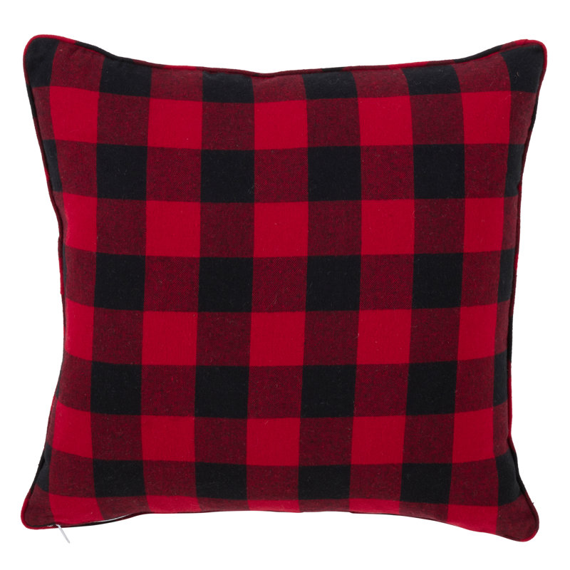 Buffalo Plaid Snowflake Medium Cotton Throw Pillow