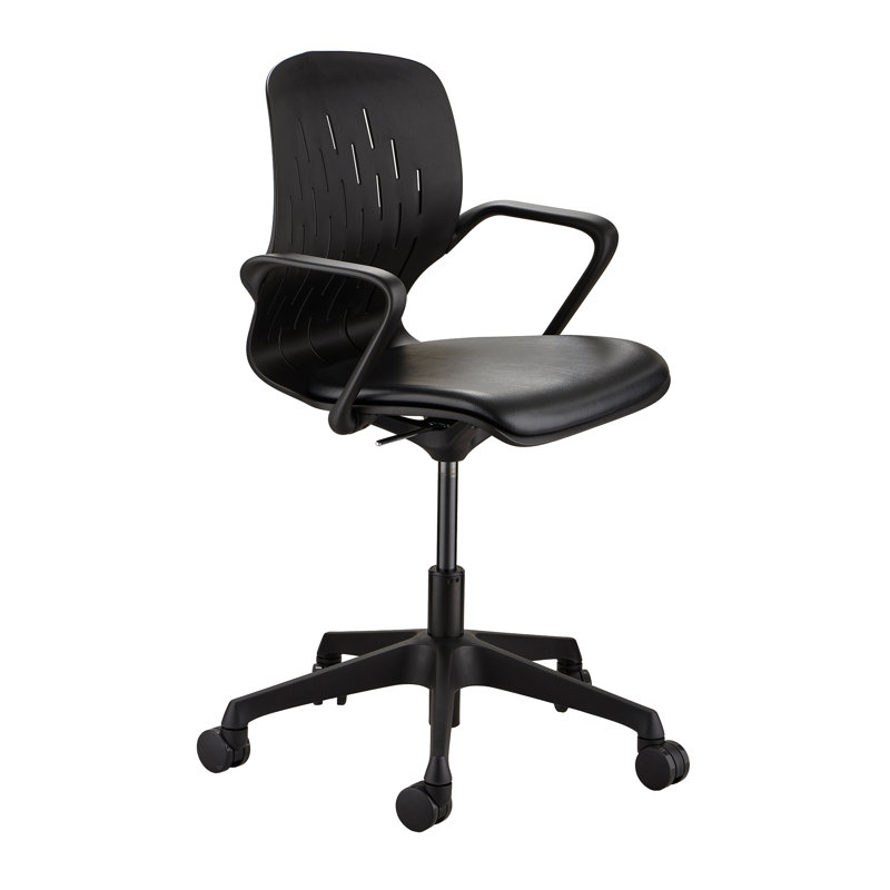 Sleek Flex-Fit Black Vinyl Task Chair with Lumbar Support