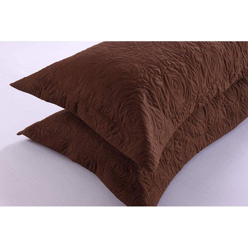 Brown Embroidered Cotton and Polyester Standard Pillow Shams