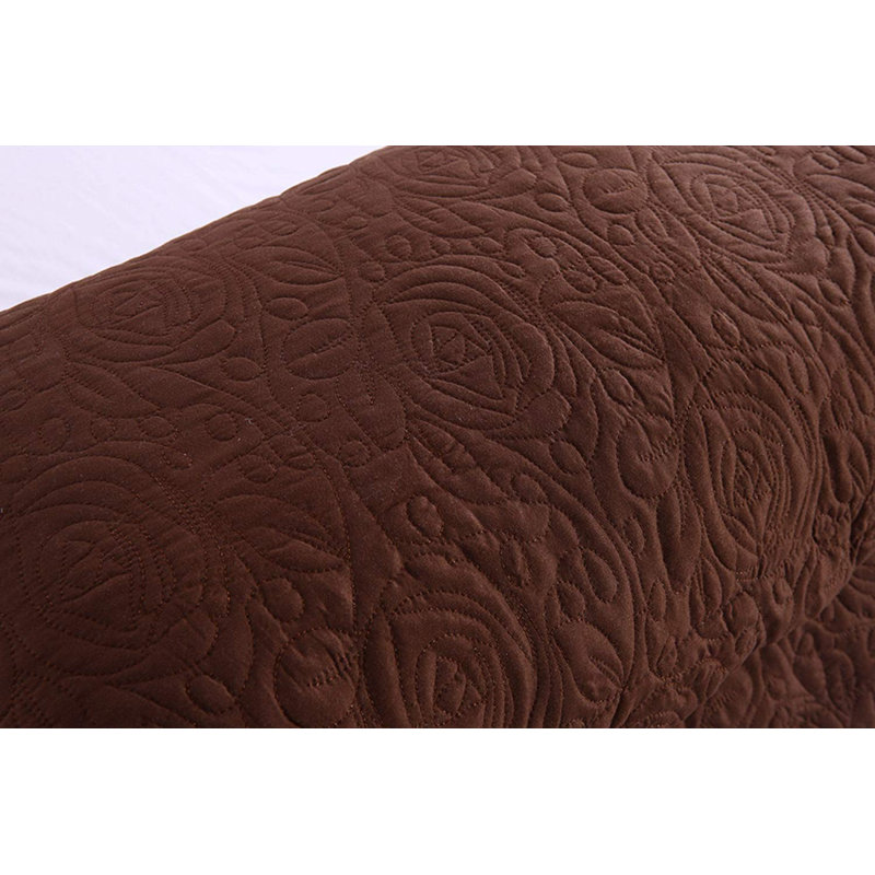 Brown Embroidered Cotton and Polyester Standard Pillow Shams