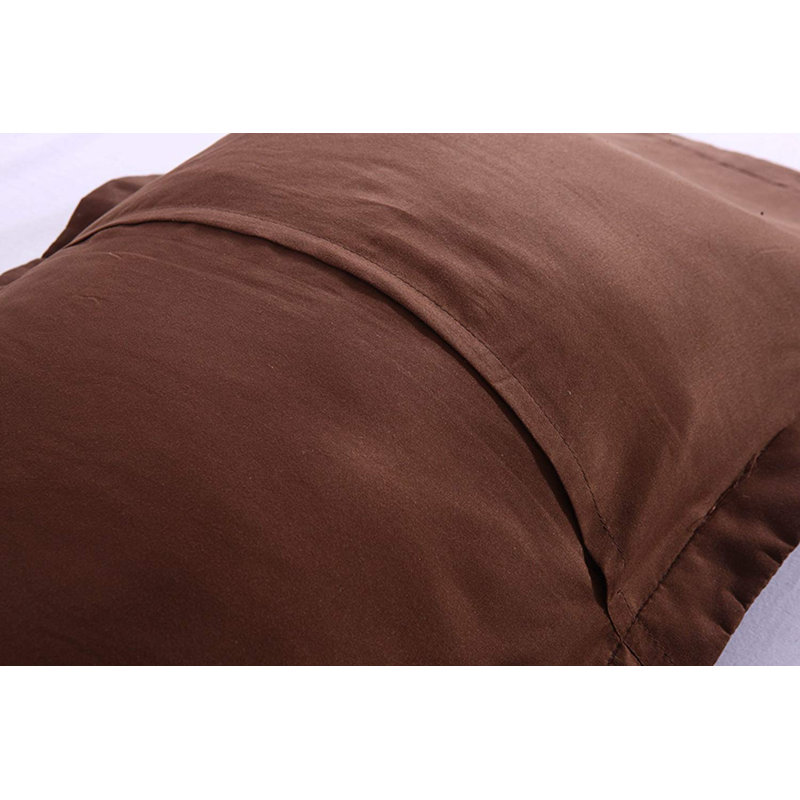 Brown Embroidered Cotton and Polyester Standard Pillow Shams