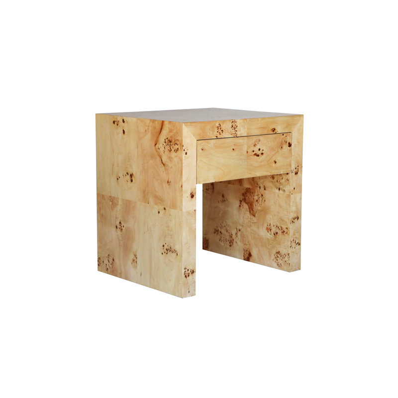 Chloé Light Brown Wooden End Table with Storage Drawer