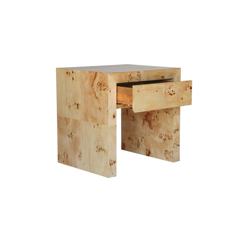 Chloé Light Brown Wooden End Table with Storage Drawer