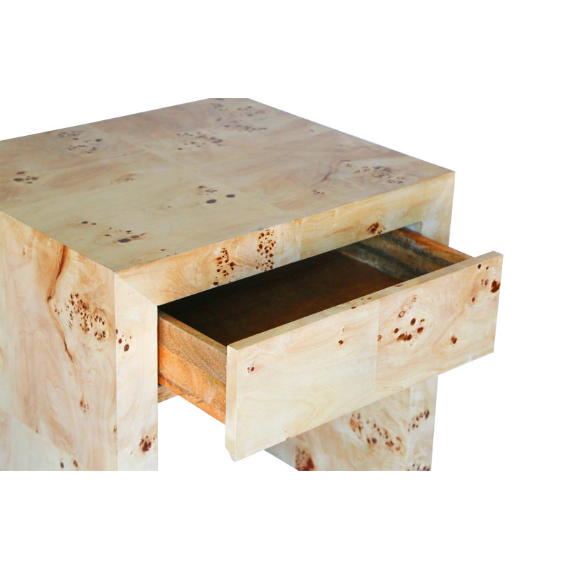 Chloé Light Brown Wooden End Table with Storage Drawer