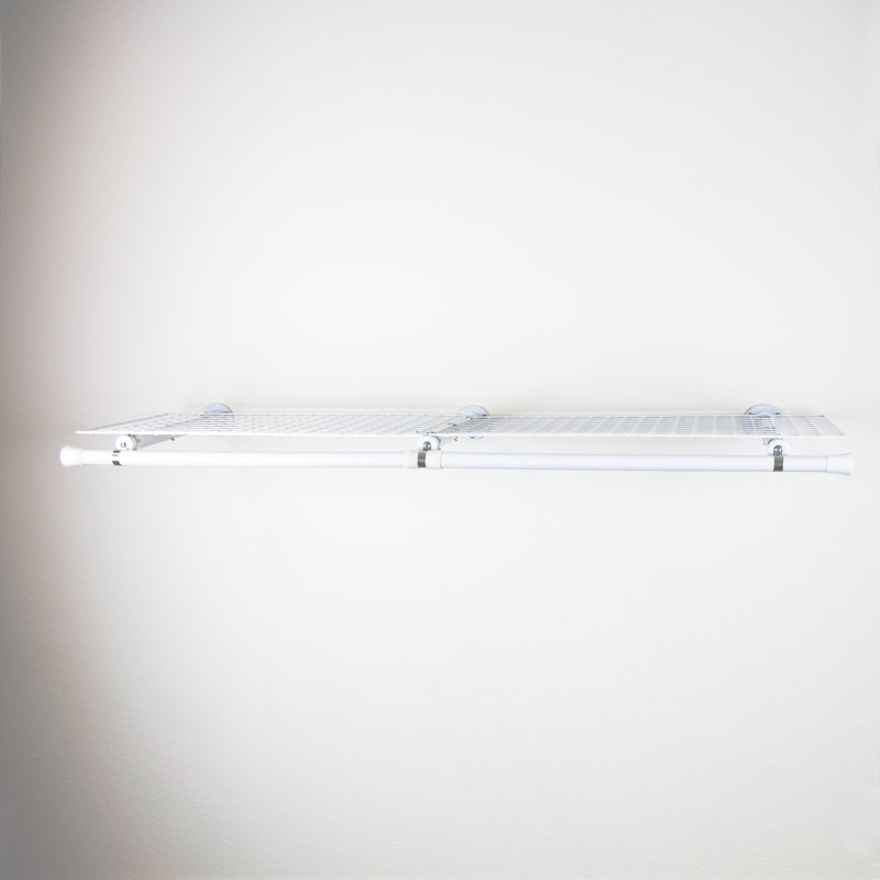 White Industrial Wire Shelf with Hanger Rod
