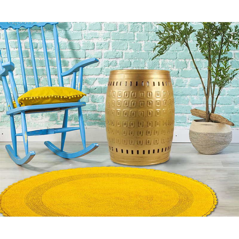 Moroccan-Inspired Brushed Gold Metal Multi-Purpose Stool/Table