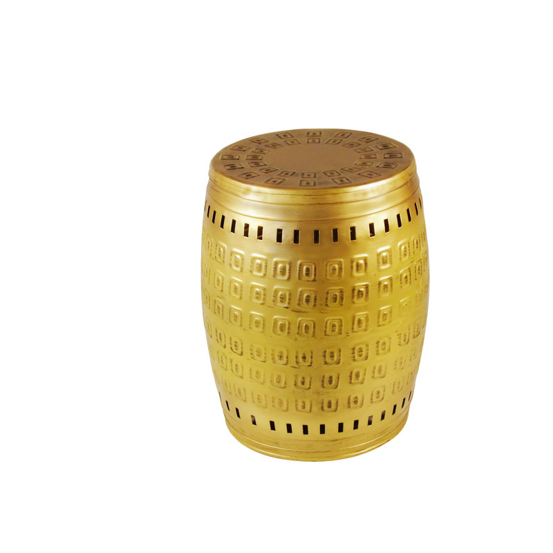 Moroccan-Inspired Brushed Gold Metal Multi-Purpose Stool/Table