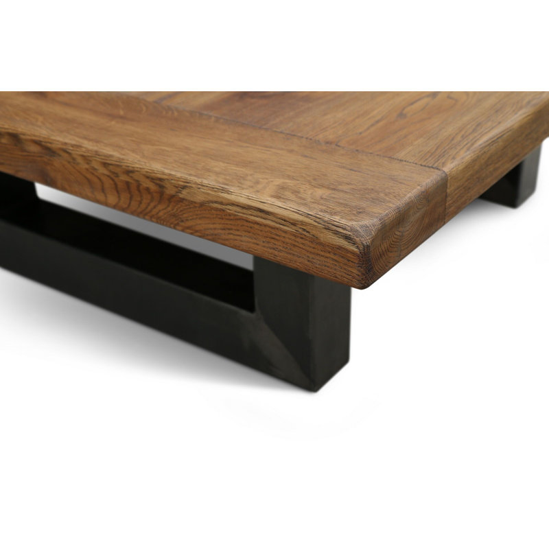 Rugged Oak Solid Wood Square Coffee Table with Sled Base