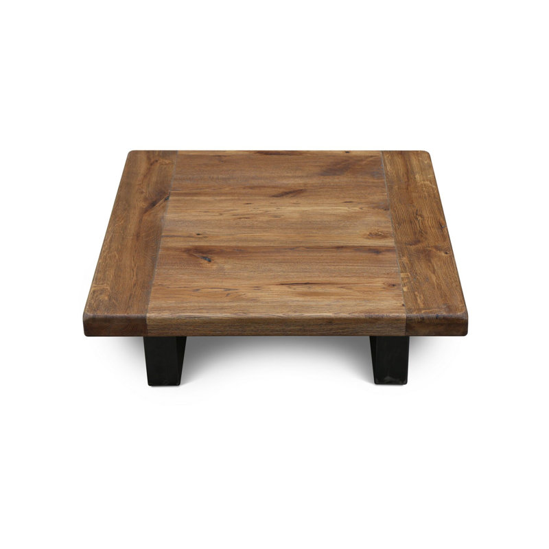 Rugged Oak Solid Wood Square Coffee Table with Sled Base